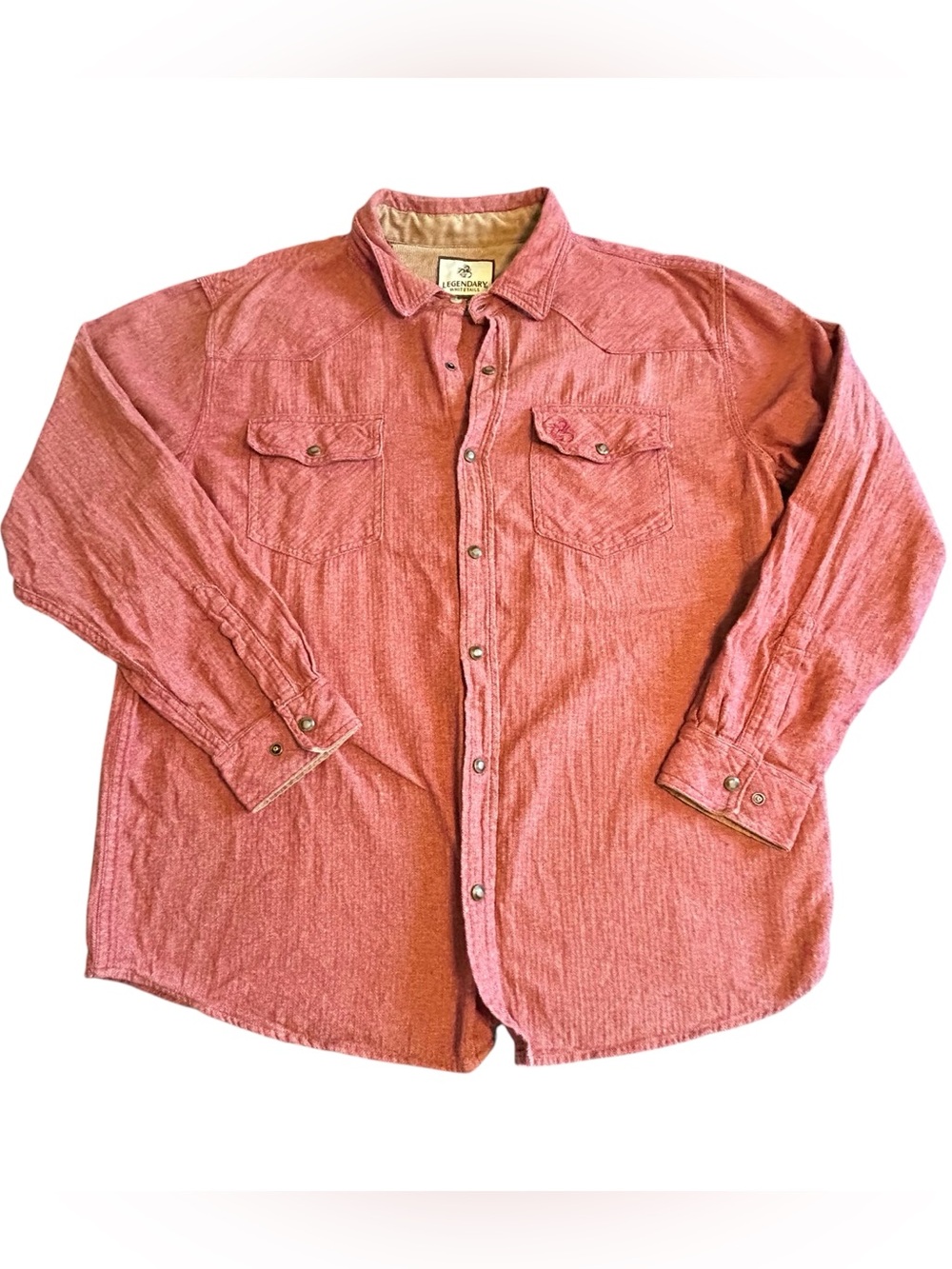 Legendary Whitetails Rust-Red Casual Button Down Shirt